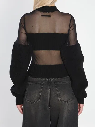 Jean Paul Gaultier Sheer-effect Sweater In Black