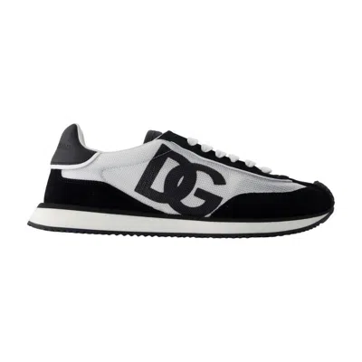 Dolce & Gabbana Mixed-material Dg Cushion Sneakers In Black