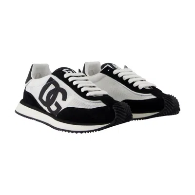 Dolce & Gabbana Mixed-material Dg Cushion Sneakers In Black