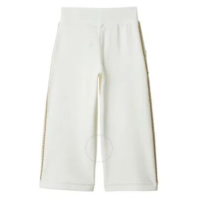 Burberry Kids Ekd Aubrey Cotton Track Pants In White