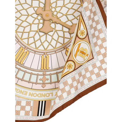 Burberry Clock Print Silk Square Scarf