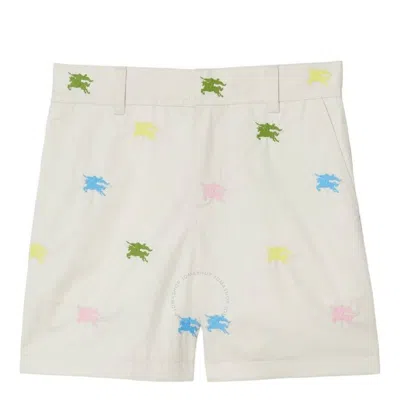 Burberry Kids Oscar Ekd Cotton Shorts In Neutral