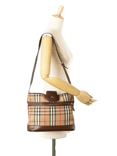 Pre-owned Burberry 20th Century Haymarket Check Canvas Shoulder Bag