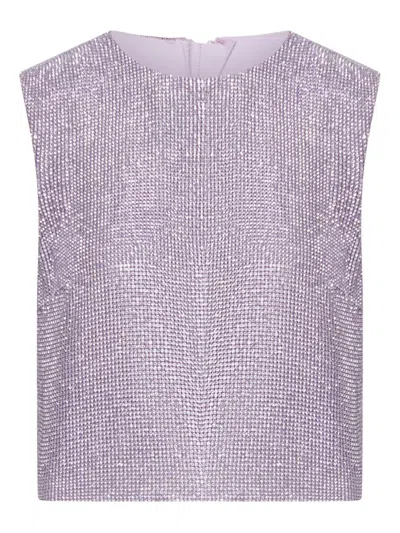 Self-portrait Top With Rhinestone In Purple