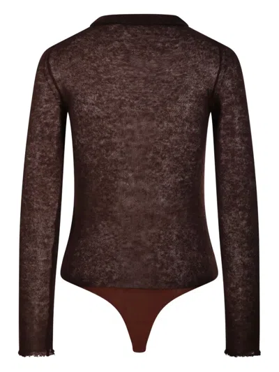 Haikure Button-front Long-sleeve Bodysuit