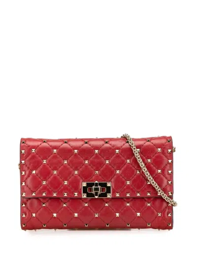 Pre-owned Valentino Garavani 2011-2017 Leather Rockstud Spike Wallet On Chain Crossbody Bag