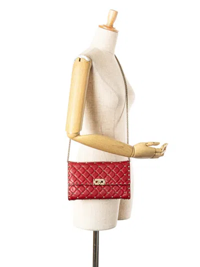 Pre-owned Valentino Garavani 2011-2017 Leather Rockstud Spike Wallet On Chain Crossbody Bag