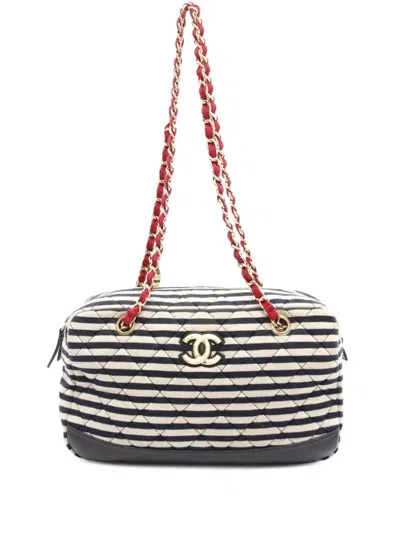 Pre-owned Chanel 2014 Quilted Jersey And Lambskin Coco Sailor Camera Bag Shoulder Bag