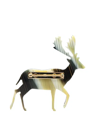 Pre-owned Chanel 2001 Resin Cc Reindeer Brooch Costume Brooch