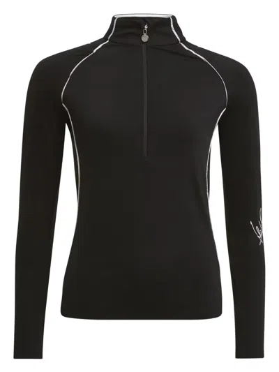 High Society Half-zip Top In Black
