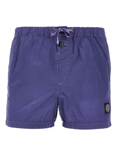 Stone Island Elasticated-waist Swim Shorts In Blue