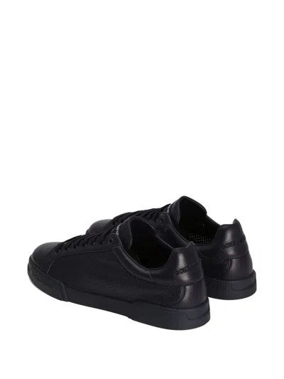 Dolce & Gabbana Perforated Leather Sneakers In Black