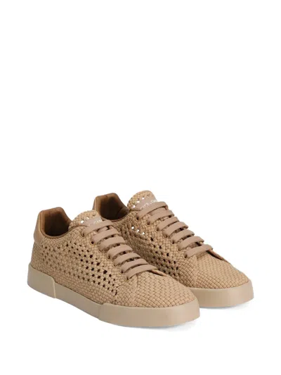 Dolce & Gabbana Portofino Low-top Sneakers In Brown