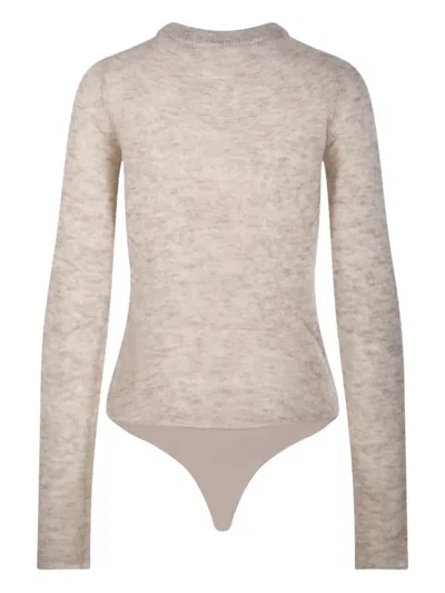 Haikure Lucy Sweater Bodysuit Style Ribbed Neckline In Gray
