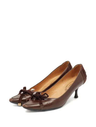 Pre-owned Tod's Vintage 55mm Leather Heeled Pumps In Brown