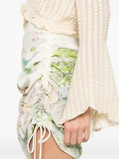 Alemais Linen Draped Skirt In Multi