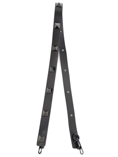 Valentino Rockstud Leather Strap In Black