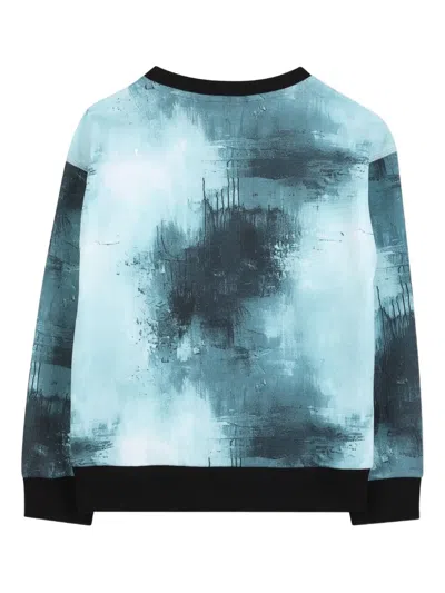 Hugo Boss Abstract-print Sweatshirt In Blue