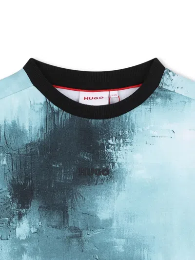 Hugo Boss Abstract-print Sweatshirt In Blue