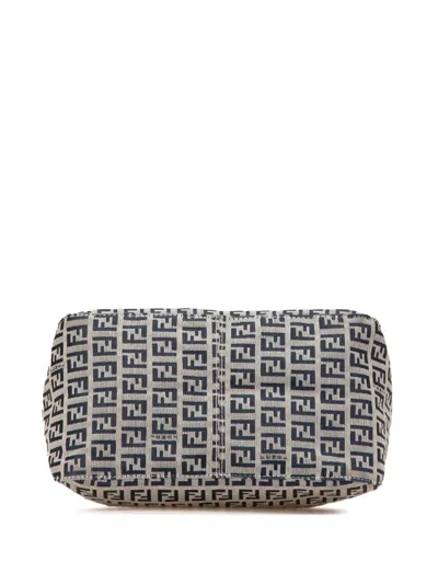 Pre-owned Fendi 2000-2010 Zucchino Canvas Double Flap Mamma Shoulder Bag