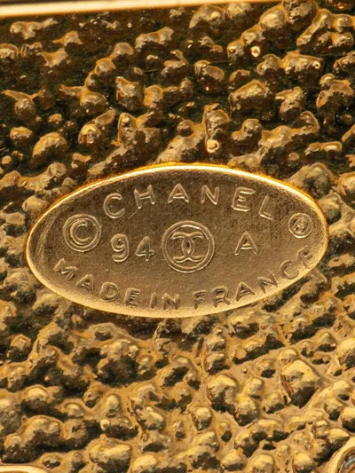 Pre-owned Chanel 1994 Gold Plated Cc Sun Motif Brooch Costume Brooch