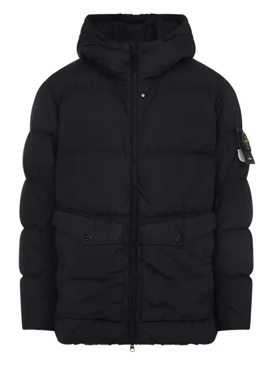 Stone Island Black 4100011 Crinkle Reps Ny Down Jacket In Black