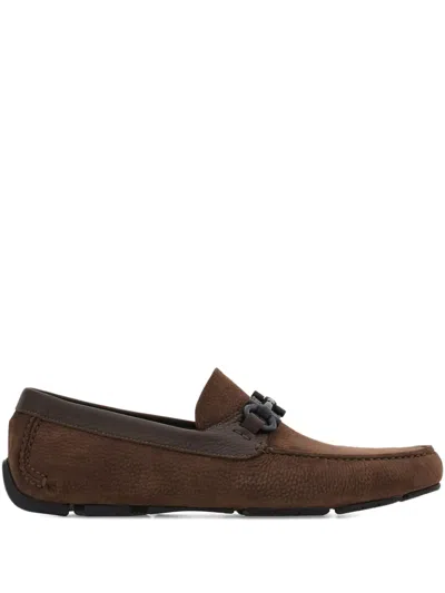 Ferragamo Gancini Loafers In Brown