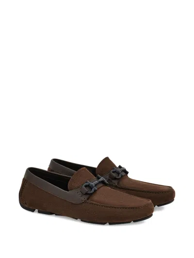 Ferragamo Gancini Loafers In Brown