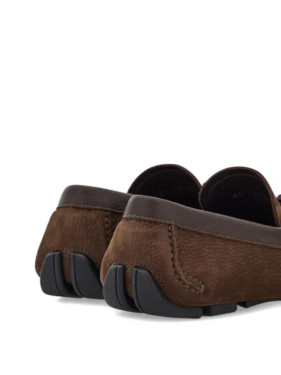 Ferragamo Gancini Loafers In Brown