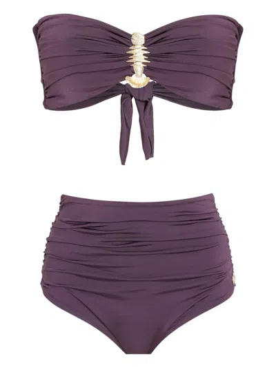 Brigitte Embellished High-waisted Bikini Set