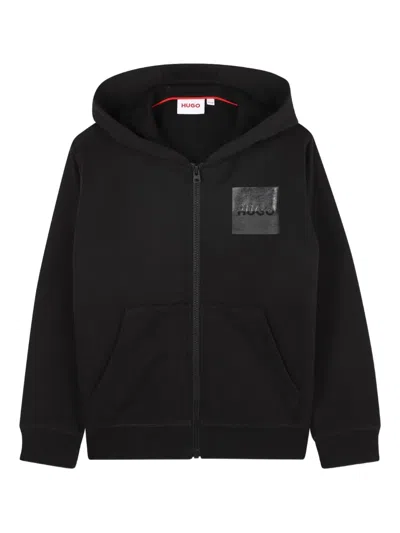 Hugo Boss Zip-front Hoodie In Black