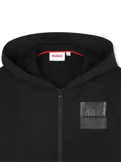 Hugo Boss Zip-front Hoodie In Black