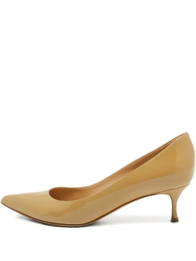 Pre-owned Sergio Rossi Vintage 50mm Leather Heeled Pumps In Neutral