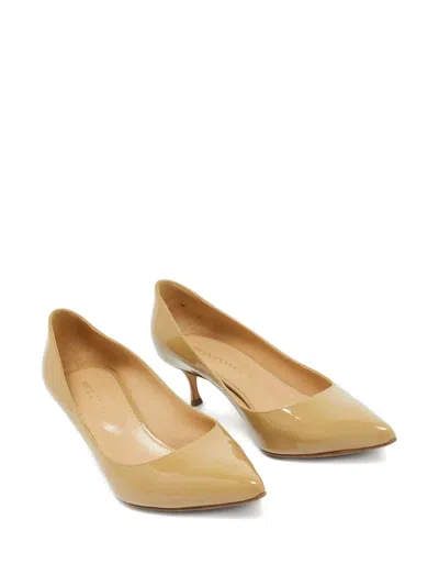 Pre-owned Sergio Rossi Vintage 50mm Leather Heeled Pumps In Neutral