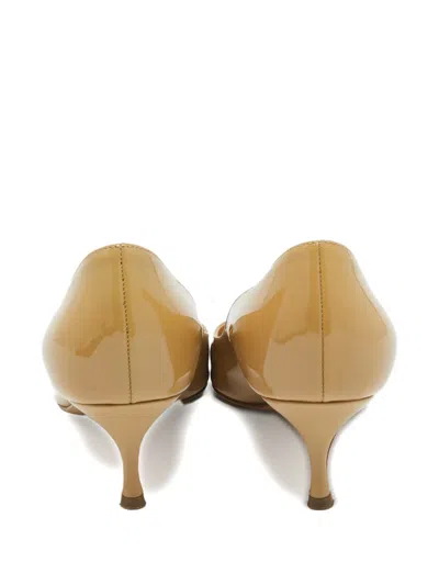 Pre-owned Sergio Rossi Vintage 50mm Leather Heeled Pumps In Neutral