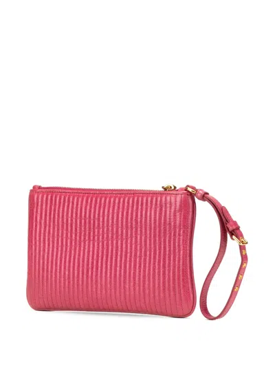 Pre-owned Miu Miu 2010-2025 Matelasse Lambskin Leather Clutch Bag