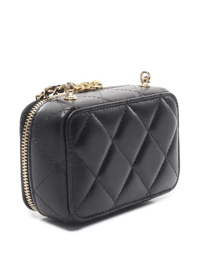 Pre-owned Chanel 2021 Extra Mini Cc Quilted Golden Plate Vanity Crossbody Bag
