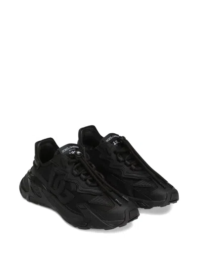Dolce & Gabbana Logo-patch Panelled Sneakers In Black