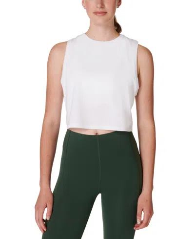 Sweaty Betty Breathe Easy Cropped Tank Top In White