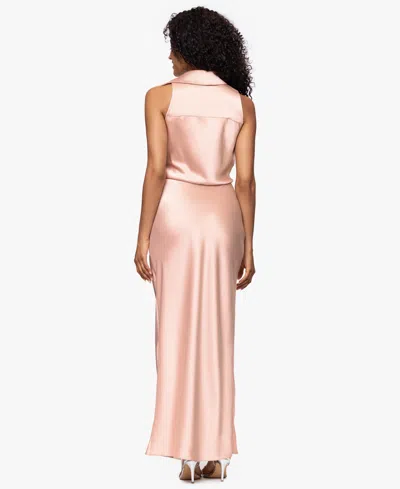 Xscape Women's Collared Sleeveless Long Sheath Dress In Pink