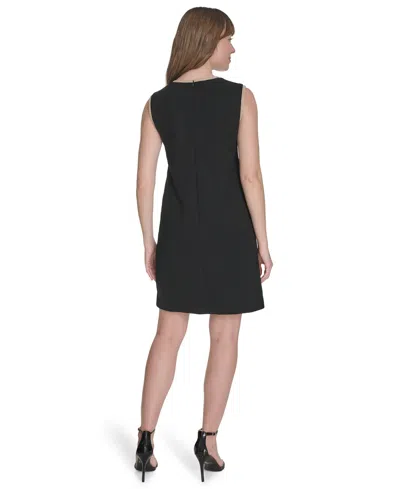 Tommy Hilfiger Petites Sleeveless Colorblocked-pocket Shift Dress In Black