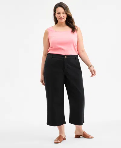 Style & Co Plus Size Wide-leg Cropped Pants, Exclusively At Macy's
