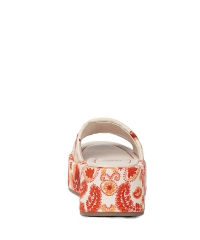 Fendi Camelia And Red Canvas Flatform Slides