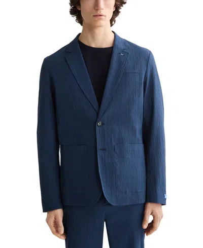 Scotch & Soda Regular Fit Unconstructed Cotton Stretch Seersucker Suit Jacket In Blue