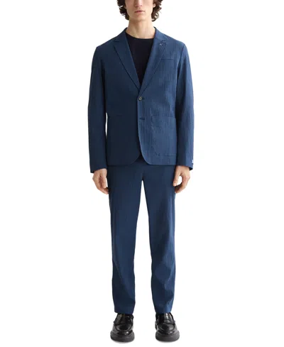 Scotch & Soda Regular Fit Unconstructed Cotton Stretch Seersucker Suit Jacket In Blue