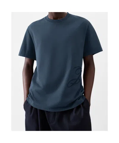 Jacquemus Mens Dark Navy Logo-embroidered Cotton T-shirt In Blue
