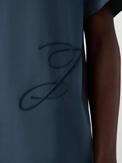 Jacquemus Mens Dark Navy Logo-embroidered Cotton T-shirt In Blue