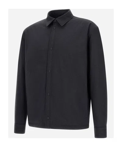 Herno Long-sleeved Snap-button Cotton Coat In Black