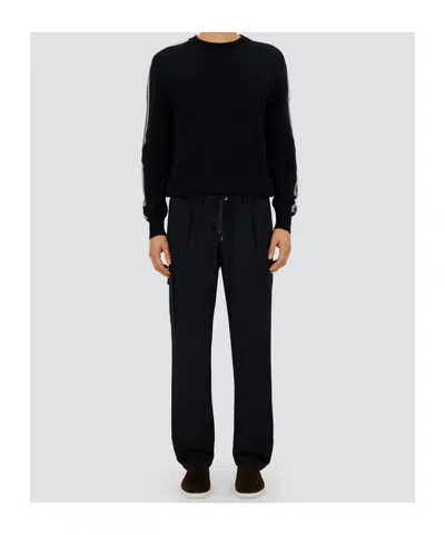 Herno Resort Cargo Trousers In Pure Cotton In Black