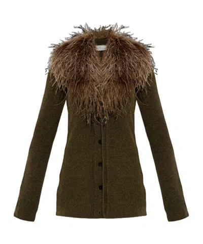Blumarine Feather-embellished Wool Cardigan